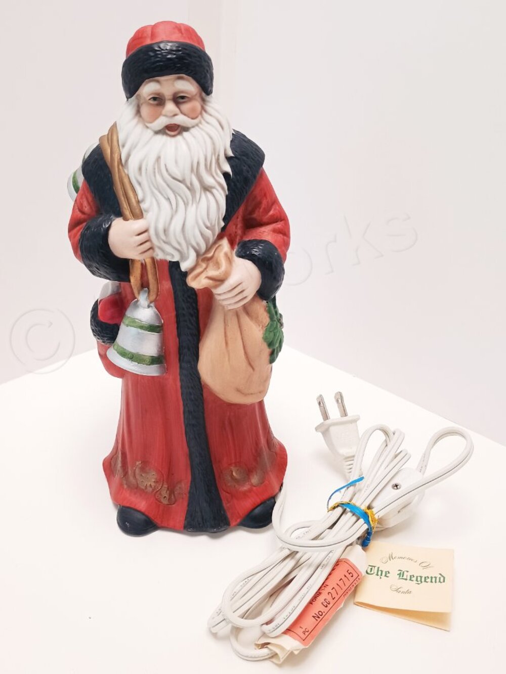1987 Flambro Memories of Santa, "1908" Buller Clos 9.5" Lamp Figurine, w/ Tags